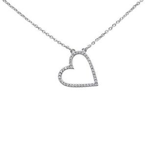 .08ct 14kt white gold trendy sideways heart diamon